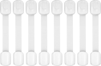 Child Safety Cabinet Locks, 8-Pack, Easy Install with 3M Adhesive, No Screws or Drilling, Multi-Purpose Latches for Cabinets, Drawers, Doors, Kitchen, Ovens, Toilets