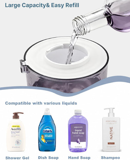 Automatic Foaming Soap Dispenser, 4-Level Touchless Hand Soap Dispenser, USB-C Rechargeable, Wall Mount or Countertop, 13.5oz/400ml, for Bathroom, Kitchen, Office, Hotel, Black