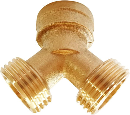 Uenede 2PCS Garden Hose Splitter Brass 3/4" GHT Thread Heavy Duty 2 Way Y Connector with Washers Garden Hose Adapter for Backyard Water Tap, Outlet, & Spigot