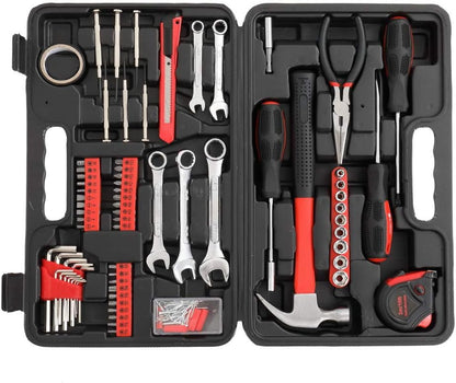 148 Pieces Tool Set,House Repairing Hand Tool Kits,Portable Complete Basic Repair General Hand Tool Sets for Men Women,Home Basic Repair Tool Kit,with Storage Case,for DIY Home Maintenance (Red)