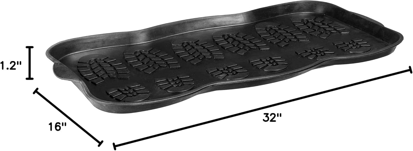 Ottomanson Waterproof Rubber Outdoor Doormat – Heavy-Duty Non-Slip Rubber Floor Mat with Ridge Scraper Pattern, All-Weather Front Door Entry Mat for Mud & Dirt Control – 24" x 36", Black