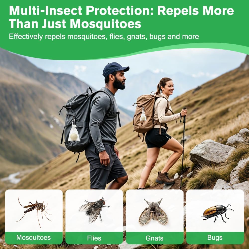 12 PCS Mosquito Repellent Balls, Plant-Based Formula Mosquito Repellent Outdoor Patio Garden Camping RV Use, Powerful Bug Repellent Ball for Indoor Outdoor Mosquito Repelling, DEET-Free Kid & Pet Safe
