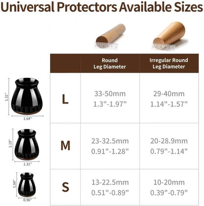 Chair Leg Floor Protectors, 24 Pack Silicone Furniture Pads for Hardwood Floors, Anti-Scratch Furniture Sliders Felt Pads, Noise-Reducing Chair Feet Covers, Table Legs Fit Sizes to(1.3" to 1.97")
