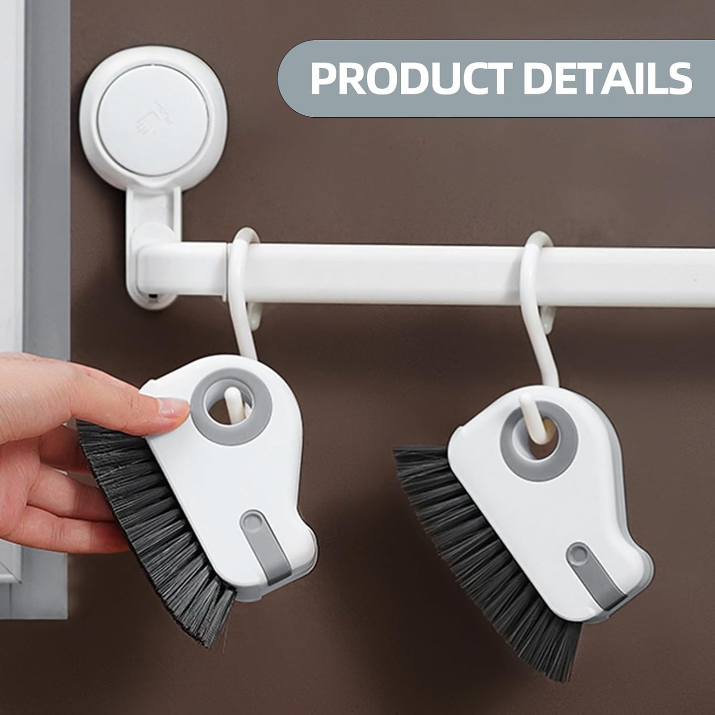 2 in 1 Groove Cleaning Brush, Grout Cleaner Tool & Multifunction Window Track Cleaner (with Hidden Scraper or Mini Dustpan) – for Glass Door Tracks, Window Sills, Sliding Doors (Orange)