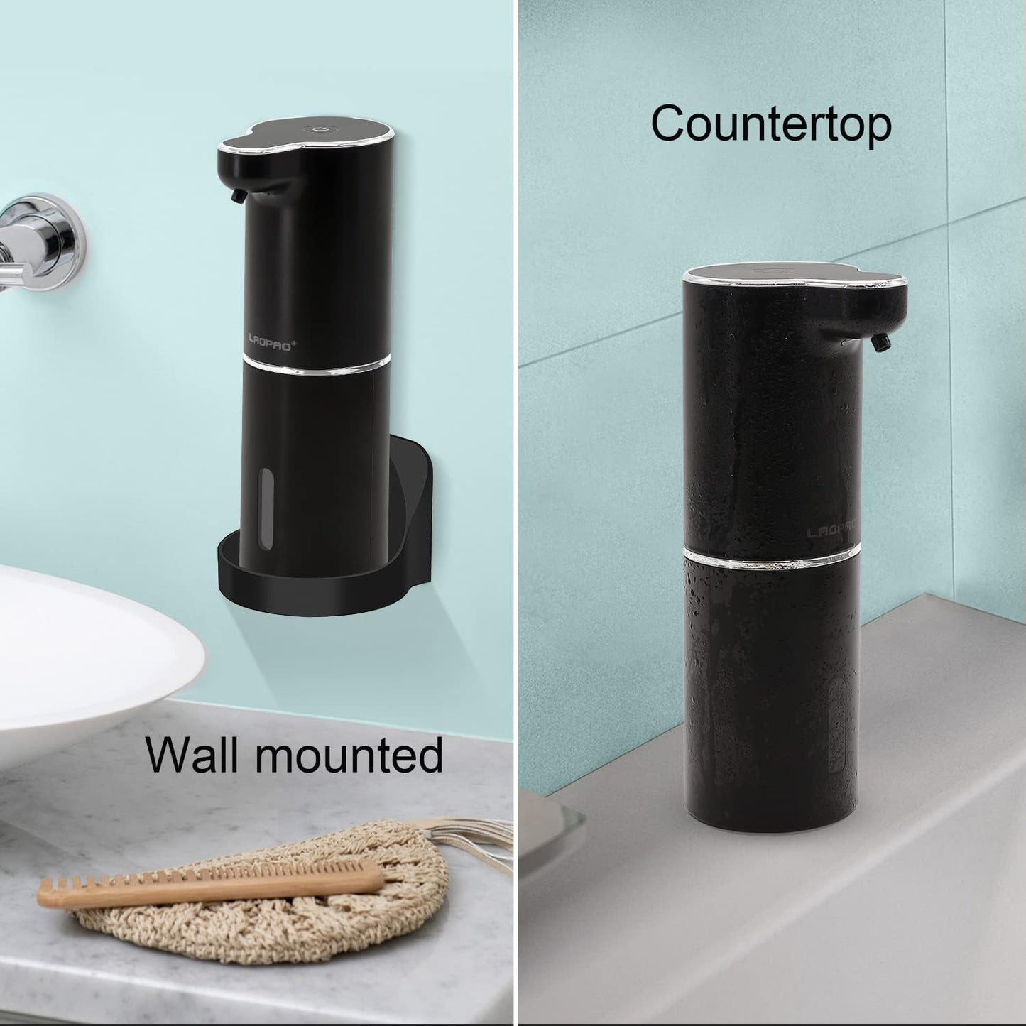 LAOPAO Soap Dispenser, Automatic Foaming Hand Soap Dispenser Touchless Rechargeable Bathroom Countertop Soap Pump for Kids Xmas Gift 300ml
