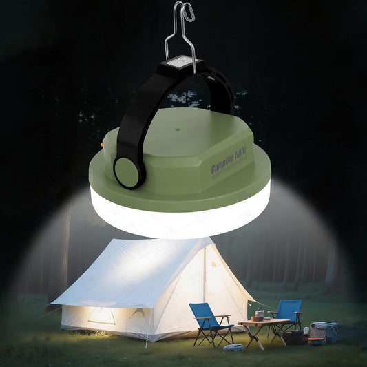 Camping Light Rechargeable, LED Camping Lantern for Power Outages, Waterproof Emergency Tent Light for Camping with Magnet Hook, Power Bank & Flashlight, 100W 6000mAh, Army Green