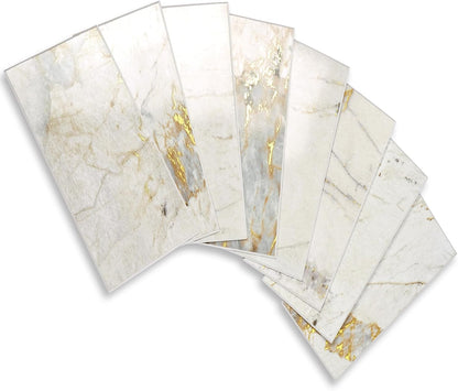 Vamos Tile 100-Piece Glossy Dolomite White Peel and Stick Backsplash Tile,3''x6'' PVC Subway Tile with White Grout, Stick on Backsplash for Kitchen/Bathroom/Fireplace