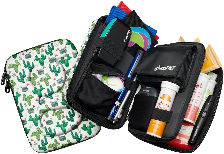 Glucology Large Diabetes Travel Case Hard Shell, Organizer for Glucose Monitor, Insulin Pen, BGL Strips, Syringe, Needles & Diabetic Supplies, Premium & Durable with Extra Compartment, Black