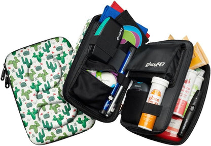 Glucology Large Diabetes Travel Case Hard Shell, Organizer for Glucose Monitor, Insulin Pen, BGL Strips, Syringe, Needles & Diabetic Supplies, Premium & Durable with Extra Compartment, Black