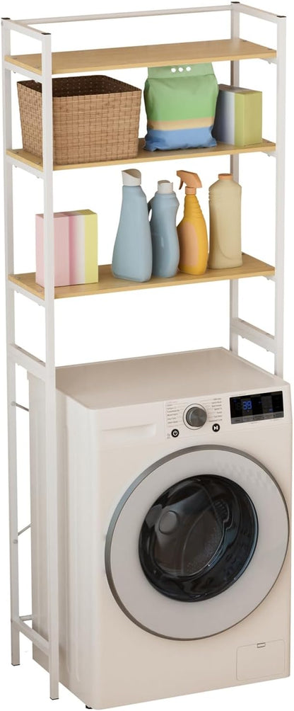 3-Tiers Medium Over Washer and Dryer Shelves, Laundry Room Organization and Storage, Bathroom Storage Shelf, Washing Machine Storage Utility Rack, Laundry Room Storage and Organizer White