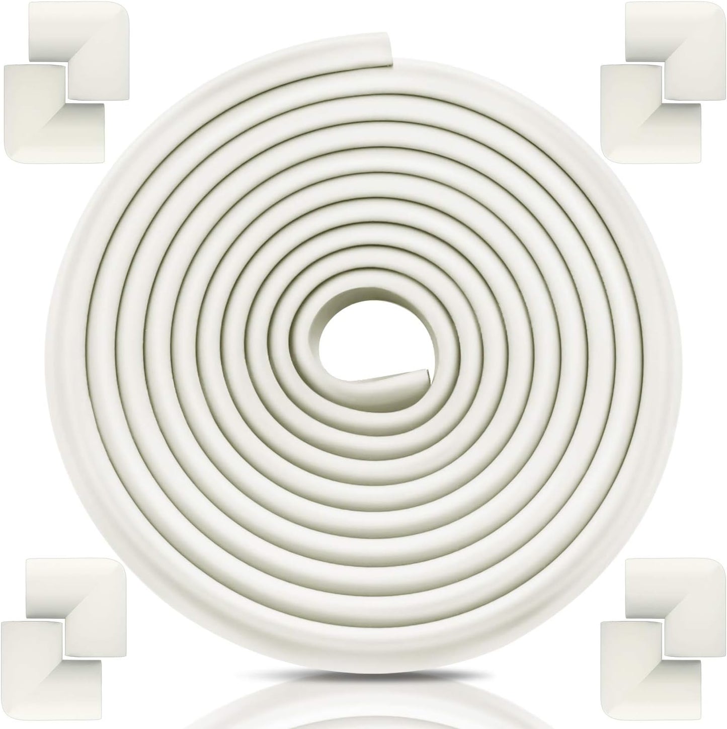 Baby Proofing Edge Corner Protectors, 20.5FT Furniture Table Bumper Guards | Soft thick rubber foam bumper, 18.1ft edge strips + 8 corner guards, 3M pre-taped for table, cabinet & wall sharp corners