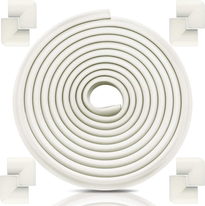 Baby Proofing Edge Corner Protectors, 20.5FT Furniture Table Bumper Guards | Soft thick rubber foam bumper, 18.1ft edge strips + 8 corner guards, 3M pre-taped for table, cabinet & wall sharp corners