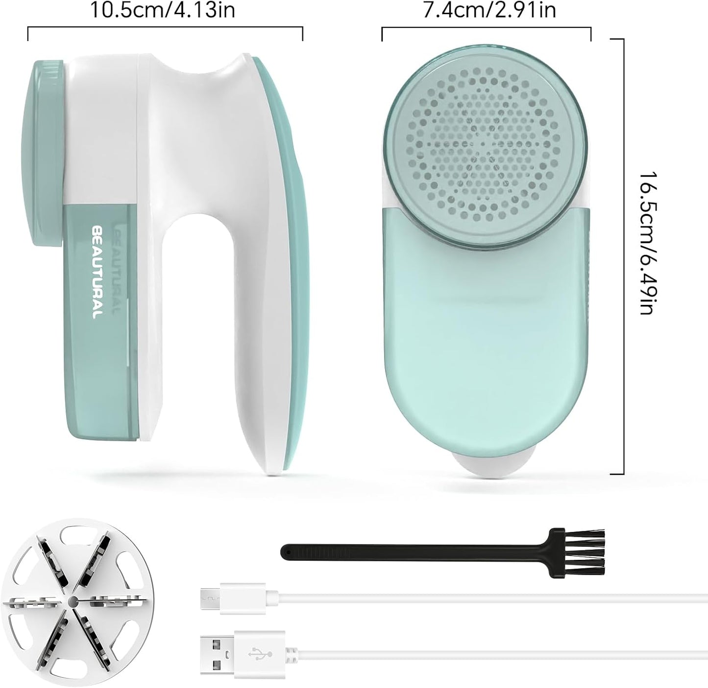 BEAUTURAL Fabric Shaver and Lint Remover, Sweater Defuzzer with 2-Speeds, 2 Replaceable Stainless Steel Blades, Battery Operated, Remove Clothes Fuzz, Lint Balls, Pills, Bobbles Gray