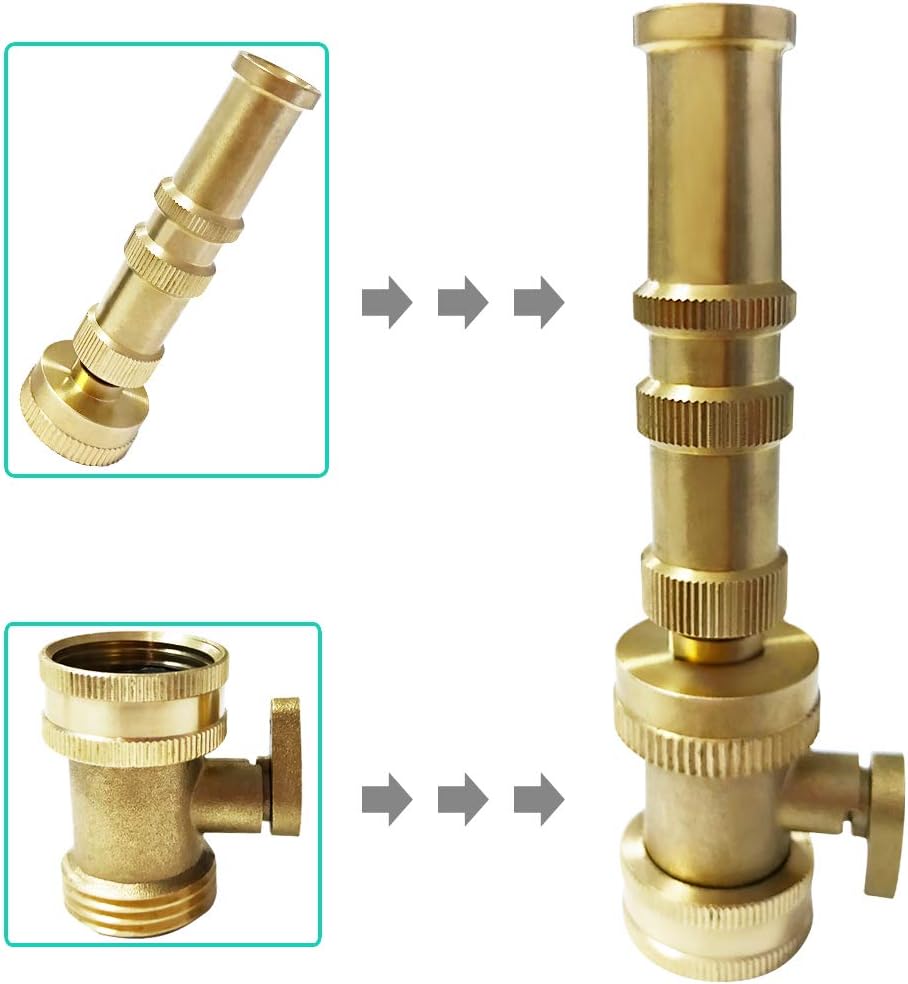 HQMPC Heavy Duty Brass Shut Off Valve Big Flow,Garden Hose Shut Off Valve For Garden Lawn Irrigatiion Garden Hose Connector Big Handle Easy Turn On Off (2PCS) +4 Extra Pressure Washers