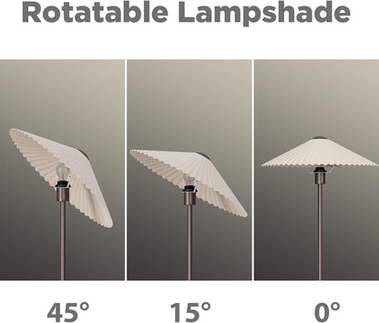 KUNJOULAM Pleated Floor Lamp, Pole Floor Lamps, Simple Design Tall Lamp with Fabric Lampshade, Standing Lamp for Living Room, Bedroom, Office, Home (Brown)