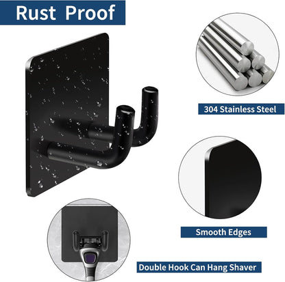 Hawsam 6 Pack Self Adhesive Wall Hooks for Hanging Heavy Duty 44LB(Max) Adhesive Towel Hooks 304 Stainless Steel Sticky Hooks for Robe Coat, Waterproof Shower Hooks for Bathroom Kitchen