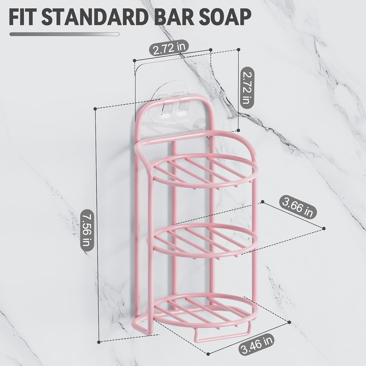 Yoshiky 3-Tier Shower Soap Shampoo Bar Holder, Self Adhesive & Freestanding Draining Bathroom Soap Dish Caddy for Bathroom Wall Accesories Decor