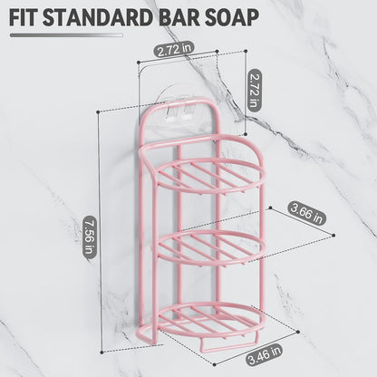 Yoshiky 3-Tier Shower Soap Shampoo Bar Holder, Self Adhesive & Freestanding Draining Bathroom Soap Dish Caddy for Bathroom Wall Accesories Decor