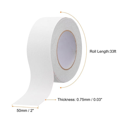 HARFINGTON Anti Slip Traction Tape 2" x 16.4ft Waterproof Non-Slip Grip Tape High Friction Weather Resistant Non Skid Stair Treads Tape for Indoor Outdoor Stair Steps, White