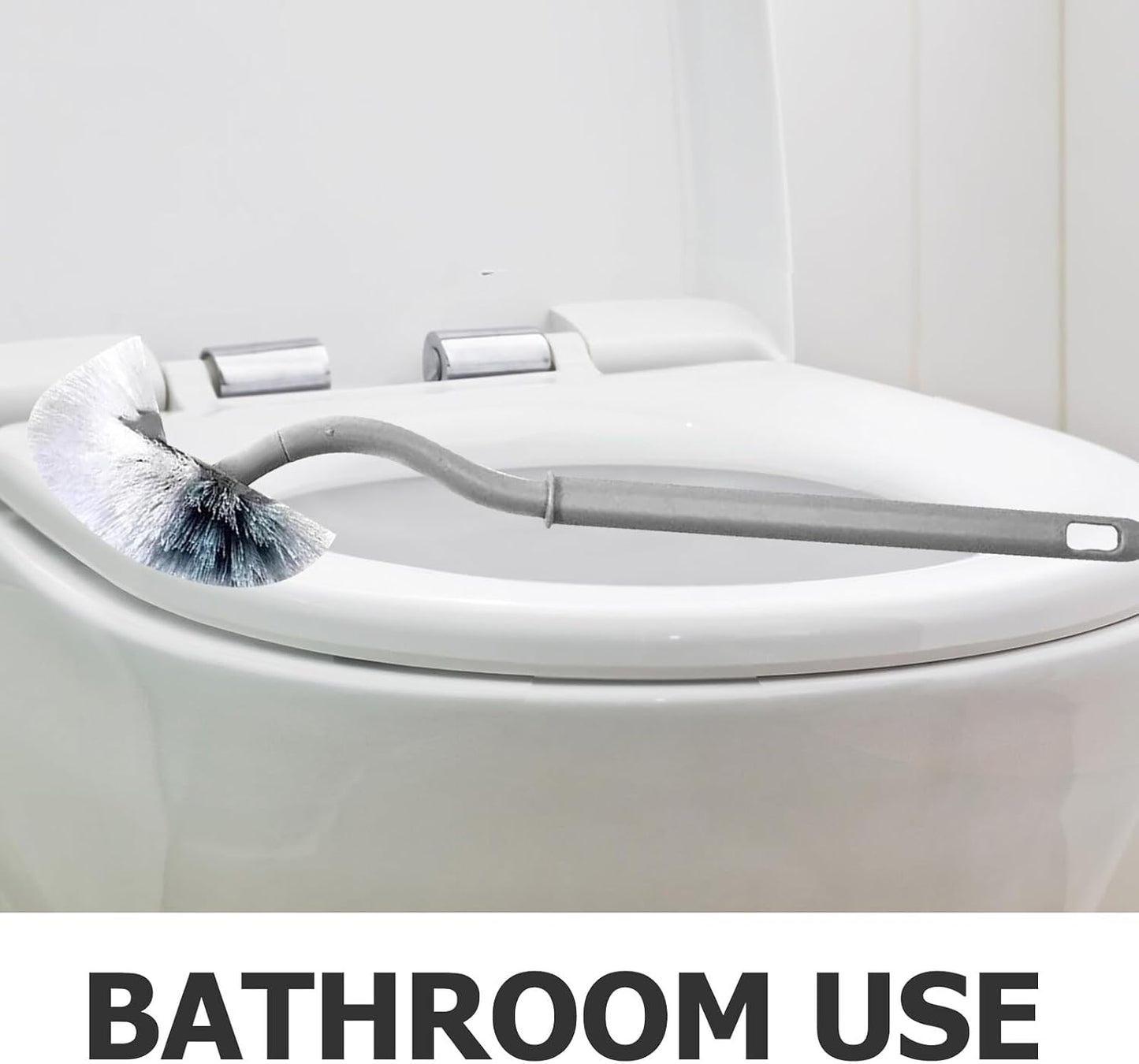 BESTonZON 5pcs Curved Handle Toilet Bowl Brushes Gray – Flexible Scrub Brushes for Bathroom Cleaning, Under Rim Scrubber for Hard-to-Reach Areas, Household Toilet Cleaning Supplies