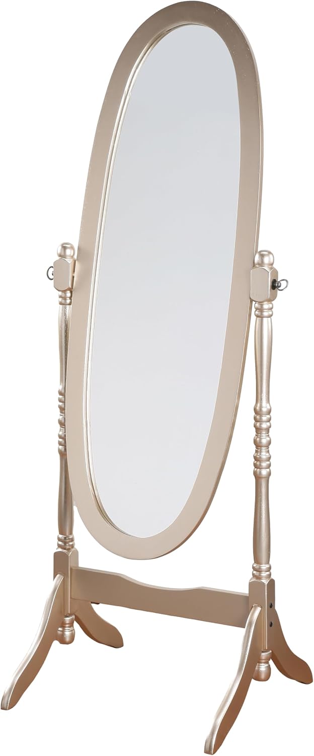 Full Length Mirror with Stand - Traditional Queen Anna Cheval Style in Solid Wood, Freestanding Adjustable Tilting Oval Glass for Bedroom & Dressing Room (Cherry)