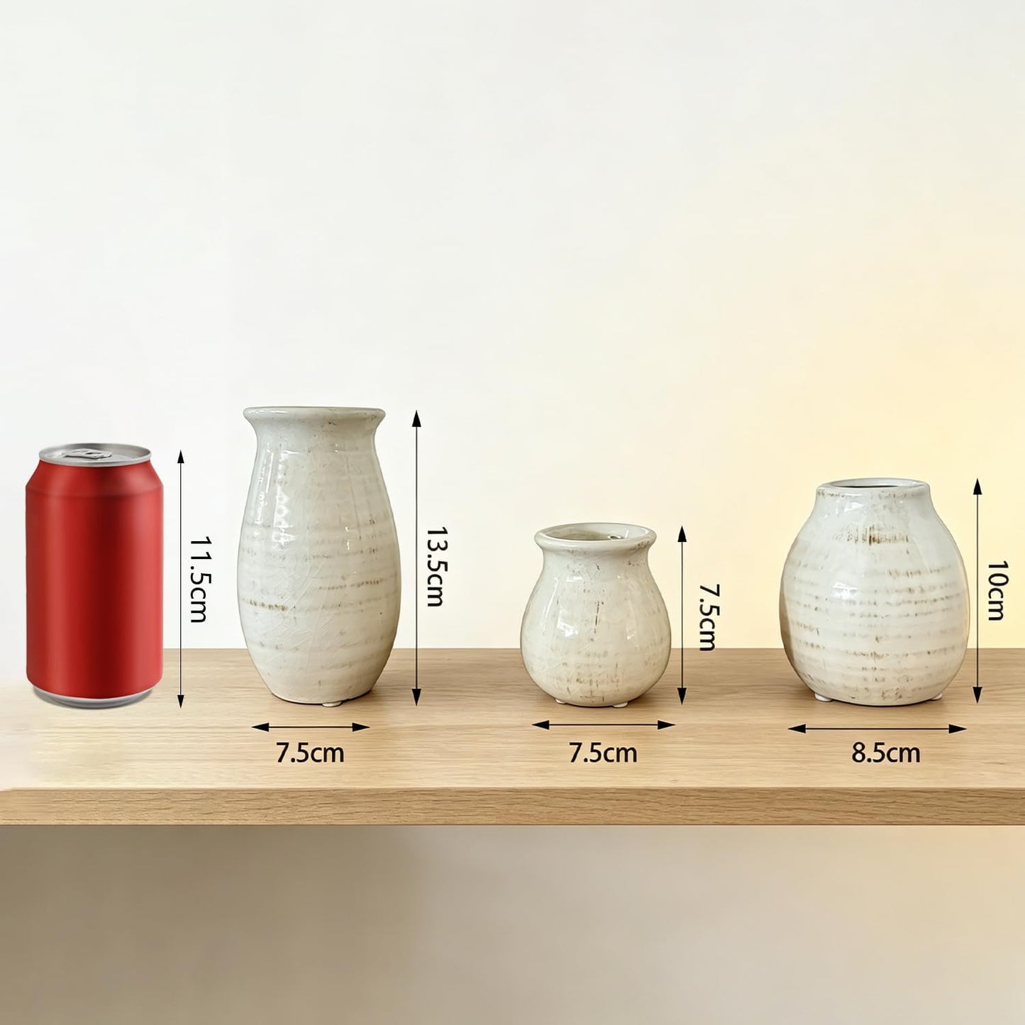 Ceramic Vase Set of 3,Rustic Vase Home Decor, Farmhouse Vase Decor for Shelves,Entry Table,Living Room,Fireplace
