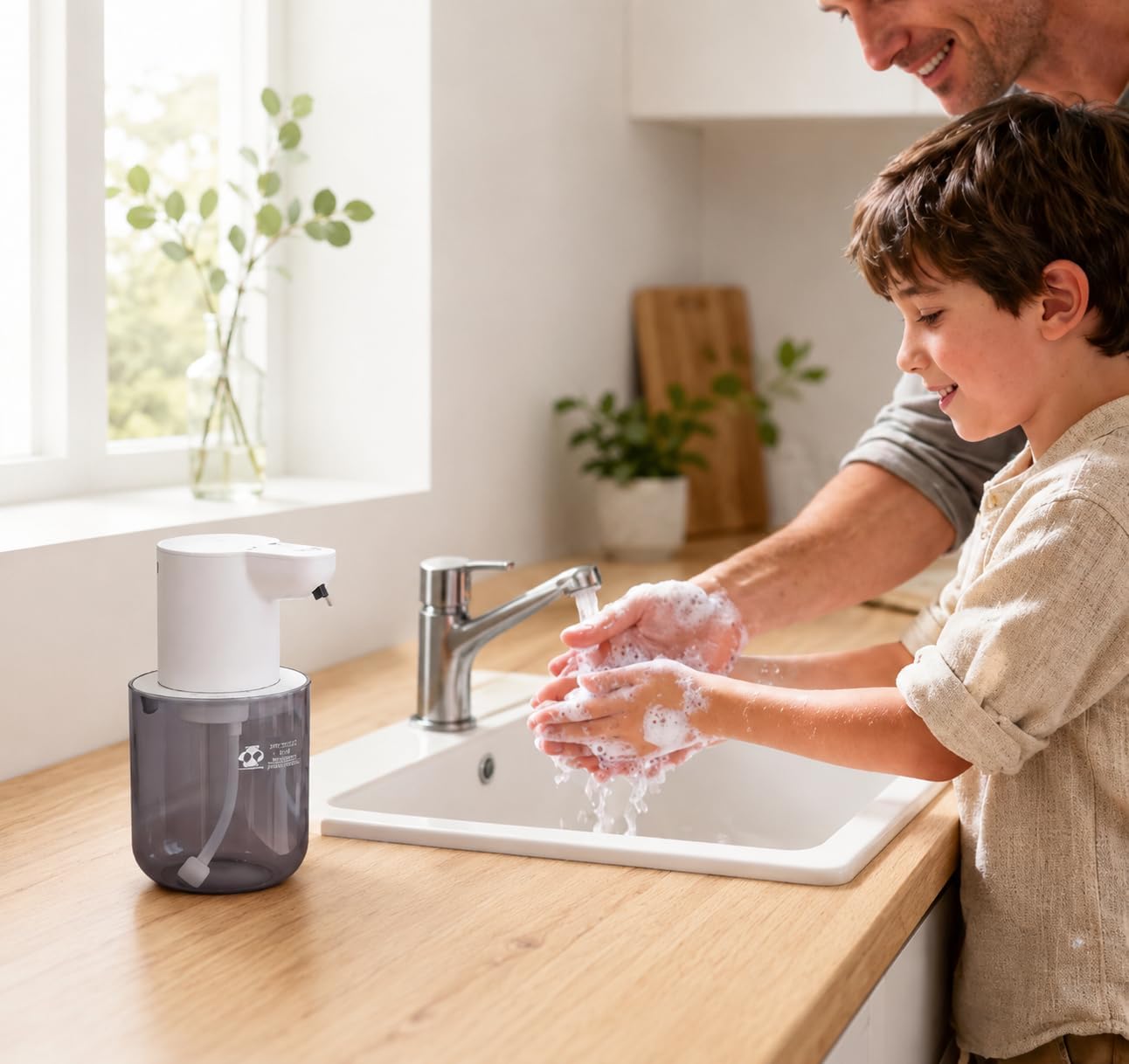 Automatic Foaming Soap Dispenser, 4-Level Touchless Hand Soap Dispenser, USB-C Rechargeable, Wall Mount or Countertop, 13.5oz/400ml, for Bathroom, Kitchen, Office, Hotel, Black