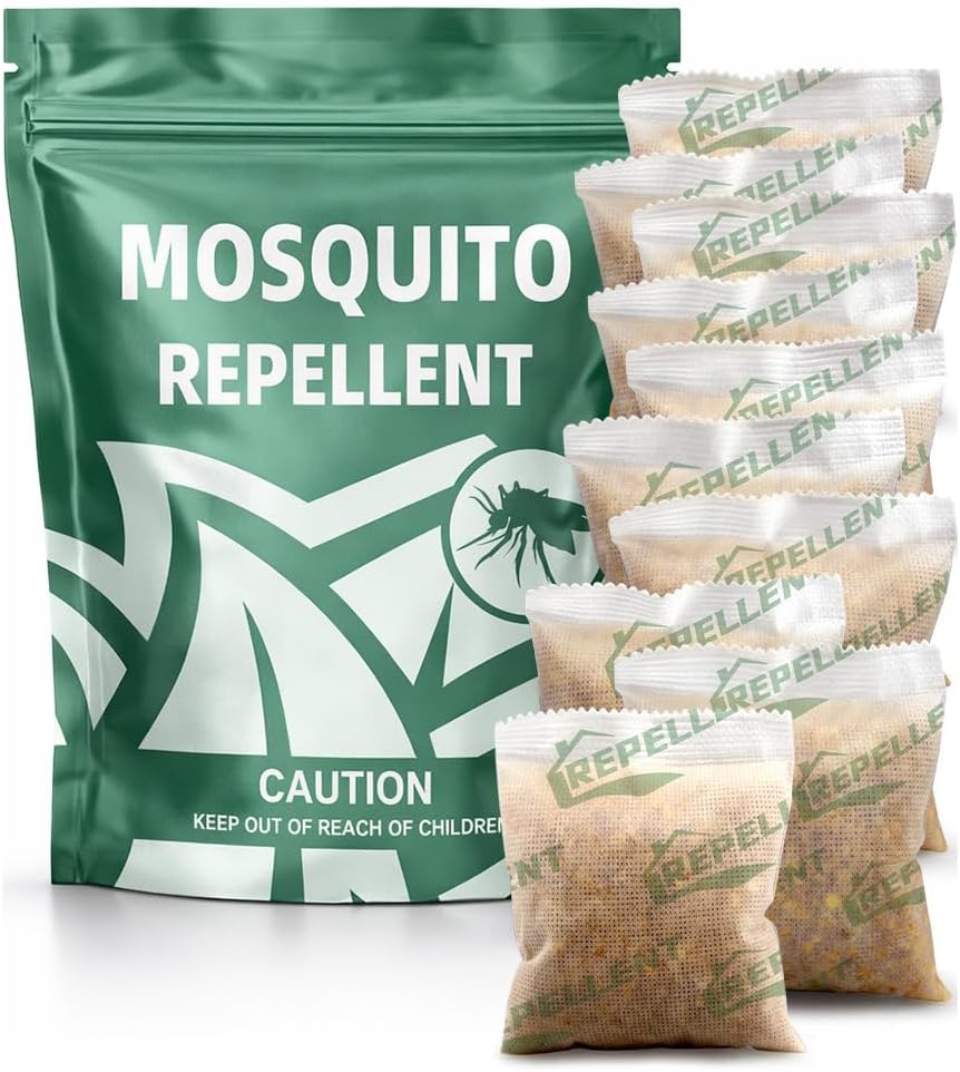 Mosquito Repellent Outdoor Patio, Backyard Mosquito Repellents, Mosquito Deterrent Indoor for Home, Mosquito Repellent for Door, Keep Mosquito Away from Garage, Last up to 2 Months-8 Pouches