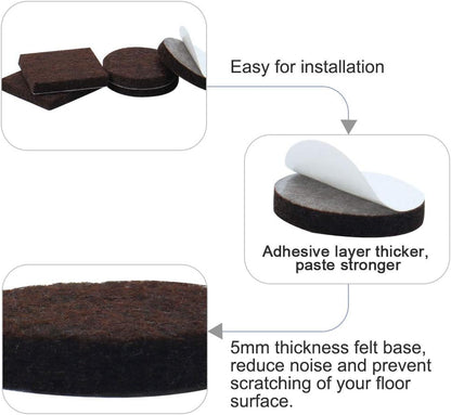 uxcell 20pcs Furniture Pads Round 1 1/4" Dia Self-Stick Non-slip Anti-scratch Felt Pads Home Floors Protector Dark Brown