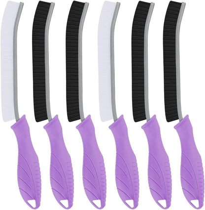 TQRR 3Pcs Hard Bristle Crevice Cleaning Brush, Scrub Brush, Kitchen Sink Cleaning Brush, Grout Brush, Corner Brush Cleaning Tools for Toilet, Bathroom, Gap, Home, Household, Window (3, Black)