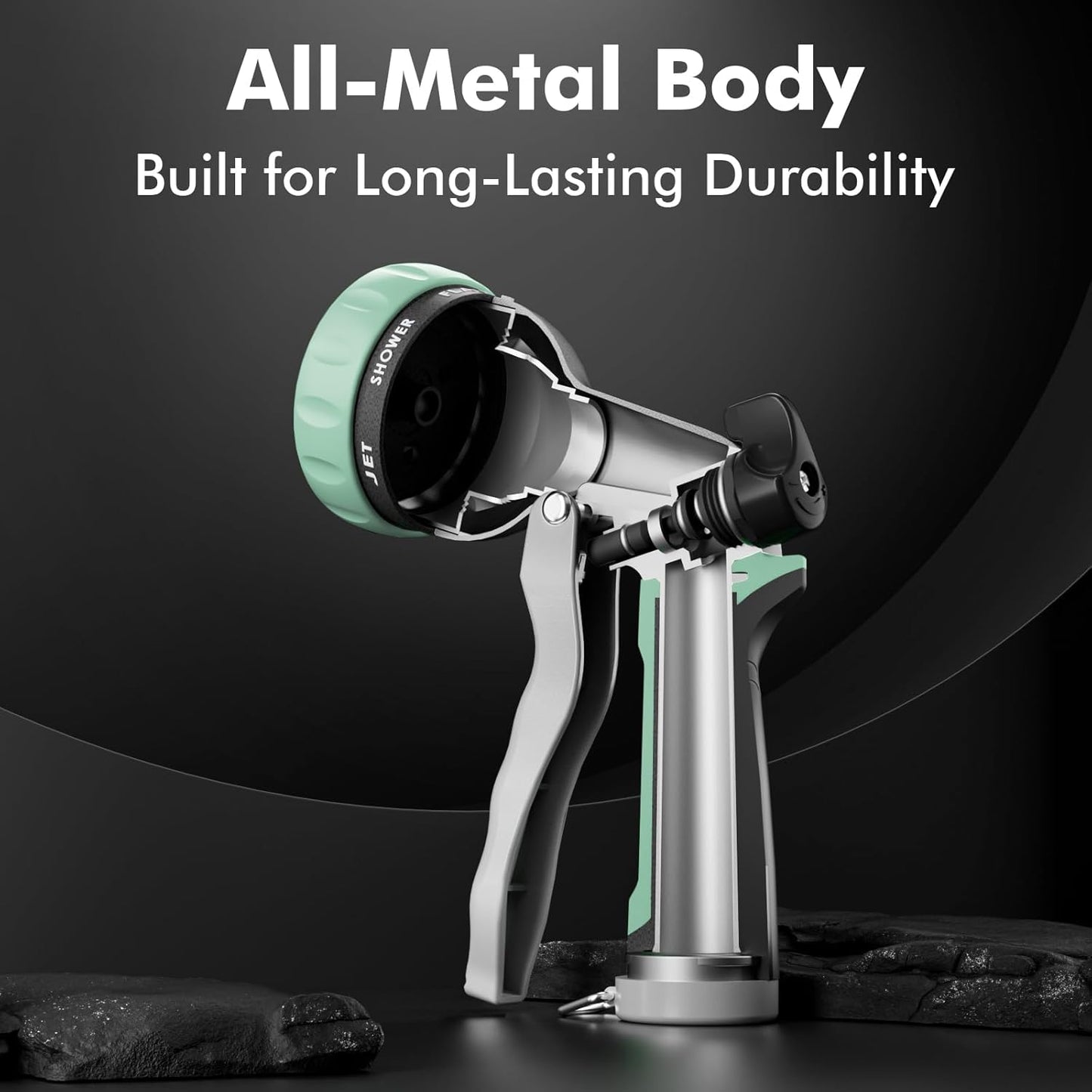 RESTMO Garden Hose Nozzle, Heavy Duty Metal Water Hose Nozzle with 7 Adjustable Spray Patterns, High Pressure Hand Sprayer with Flow Control for Watering Plants & Lawns, Washing Cars & Pets