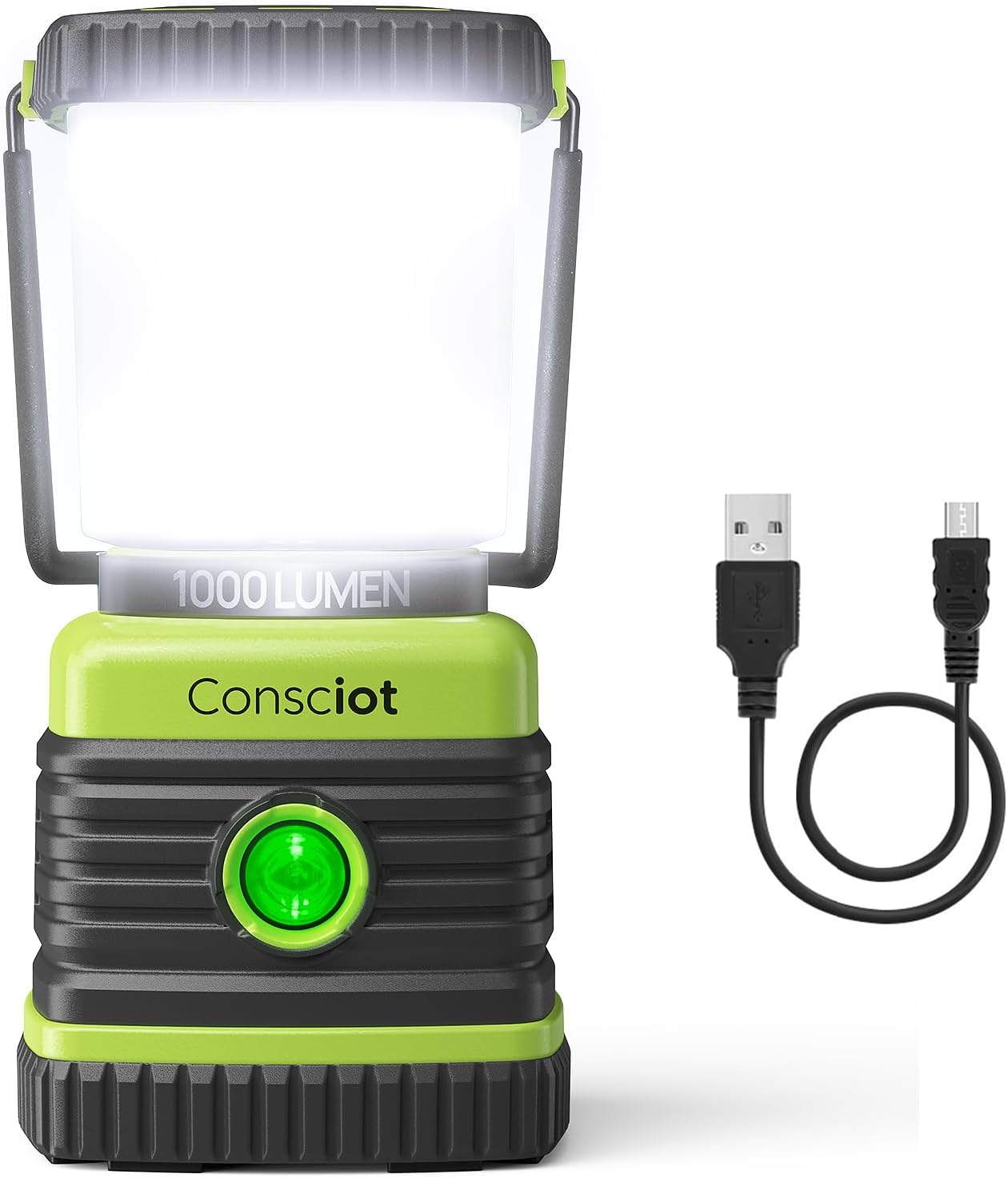 LED Camping Lantern Rechargeable, Consciot Camping Lights, 1000LM, 4 Light Modes, 4400mAh Power Bank, IPX4 Waterproof Tent Lights, Dimmable Flashlight for Emergency, Power Outages, USB Cable Included