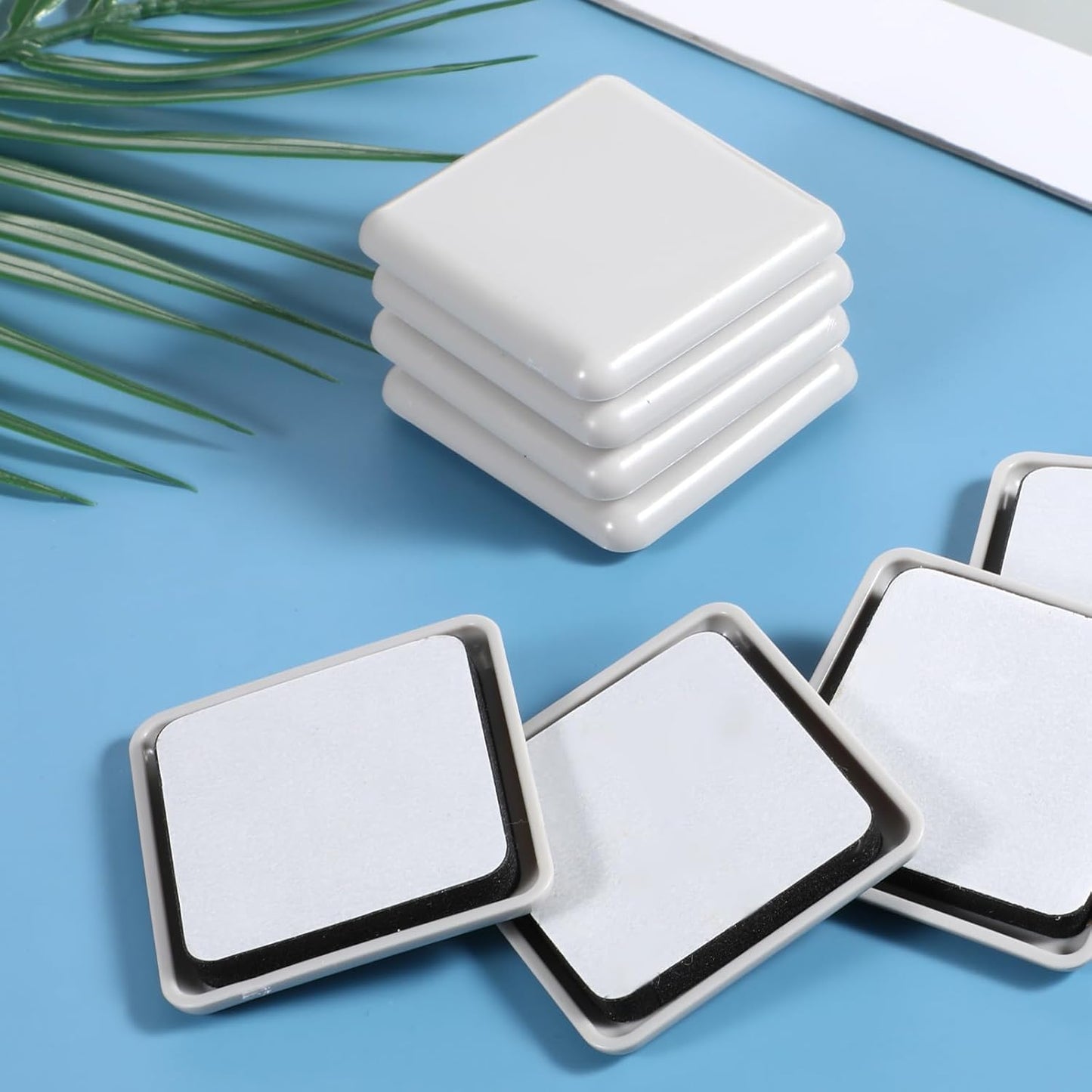 8 PCS Square Furniture Sliders, 2 Inch Plastic Square Floor Glides, Self-Adhesive Furniture Pads Small Moving Sliders for Hardwood Chair Carpet Tile Ground Protector(Grayish White)