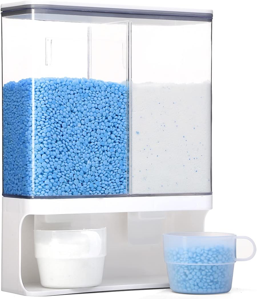 Laundry Dispenser, Wall Mounted Laundry Dispenser with 2 Cups, Laundry Container (105 oz)