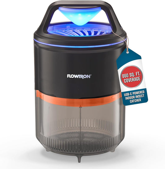 Flowtron Indoor Bug Trap | UV Light Mosquito Trap with Fan, 860 Sq Ft Coverage, USB-C Powered Insect Catcher for Kitchen, Bedroom, Restaurant | Quiet Fly Trap for Indoor Use