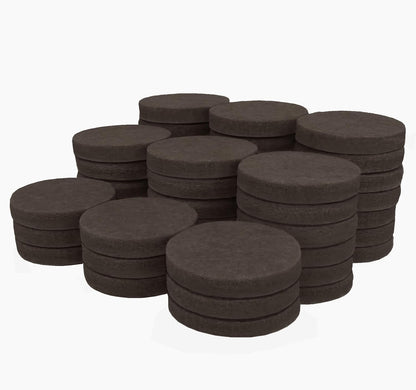 SoftTouch 1.5" Round Reusable Felt Furniture Sliders for Hard Surfaces, Noise-Reducing Adhesive Moving and Protective Pads for Cabinets, Chairs, Tables & Decorative Items Set of 48, Brown