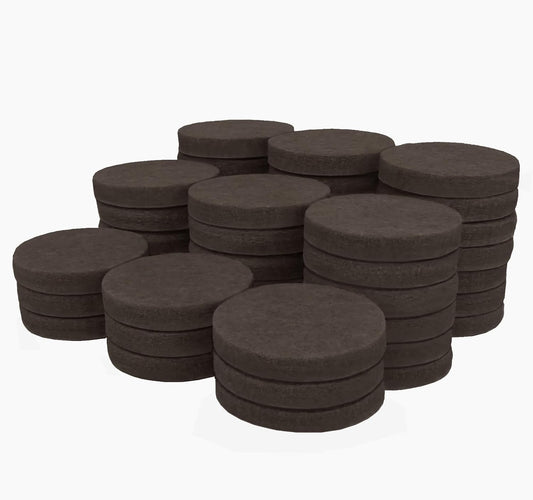 SoftTouch 1.5" Round Reusable Felt Furniture Sliders for Hard Surfaces, Noise-Reducing Adhesive Moving and Protective Pads for Cabinets, Chairs, Tables & Decorative Items Set of 48, Brown