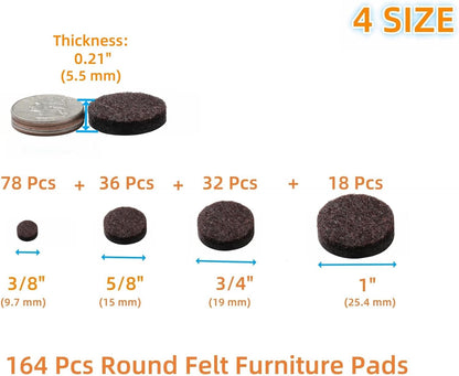 Furnigear Felt Furniture Pads for Hardwood Floors - Self Adhesive Chair Felt Pads, Floor Protector for Furniture Feet, Furniture Sliders Moving Your Furniture Smoothly - Anti Scratch 96 Pcs 3/4" Round