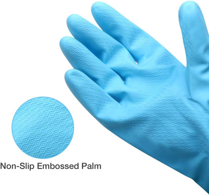 Alimat PluS 3 Pack Reusable Cleaning Gloves Latex Free, Dishwashing Gloves with Cotton Flock Liner and Embossed Palm, Waterproof Household Gloves for Laundry, Gardening (Medium)