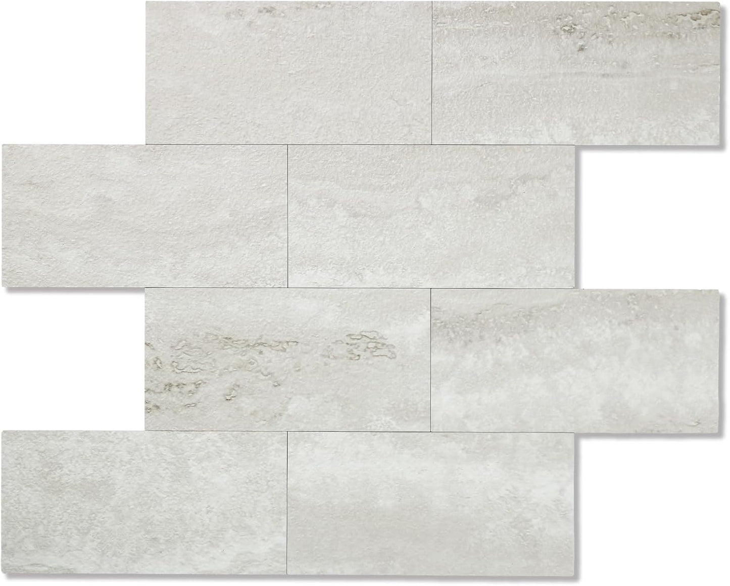 10- Sheet Polished White Peel and Stick Backsplash, 12’’Luxury PVC Ceramic Look Self Stick Subway Tiles, Waterproof Peel and Stick Wall Tiles for Kitchen and Bathrrom