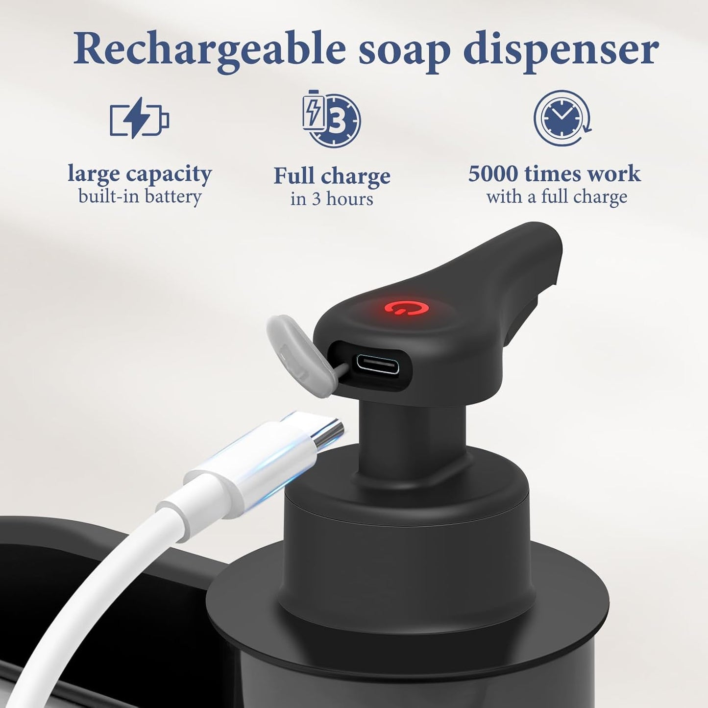 Automatic Hand Soap Dispenser Touchless: Rechargeable Sensor Pump for Kitchen Foaming Soap Dispenser with Sink Caddy Kitchen Orgnizer 8.5oz Xmas Gift