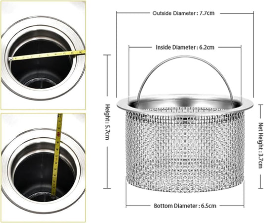 Kitchen Sink Drain Strainer, Fine Mesh,Sink with Handle Food Collection Filter,Stainless Steel Accessories,3 Inch Mesh Sink Strainer, Dishwasher Washable（3-Pack）