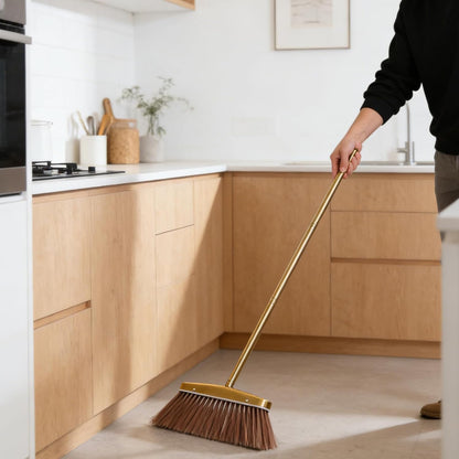 BESPORTBLE Heavy Duty Detachable Stainless Steel Broom with Thickened Handle for Indoor and Outdoor Floor Cleaning, Commercial Restaurant Sweeper for Kitchen, Patio, and Yard Use