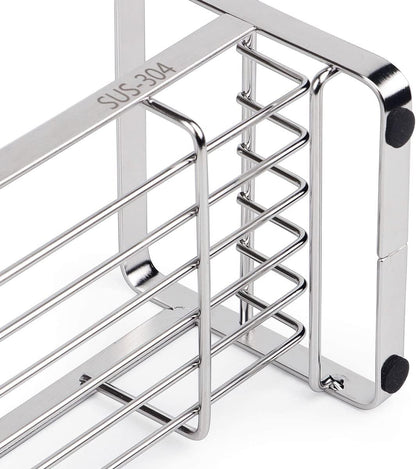 HULISEN Kitchen Sink Sponge Holder, 304 Stainless Steel Kitchen Soap Dispenser Caddy Organizer, Countertop Soap Dish Rack Drainer with Removable Drain Tray, not Including Dispenser and Brush