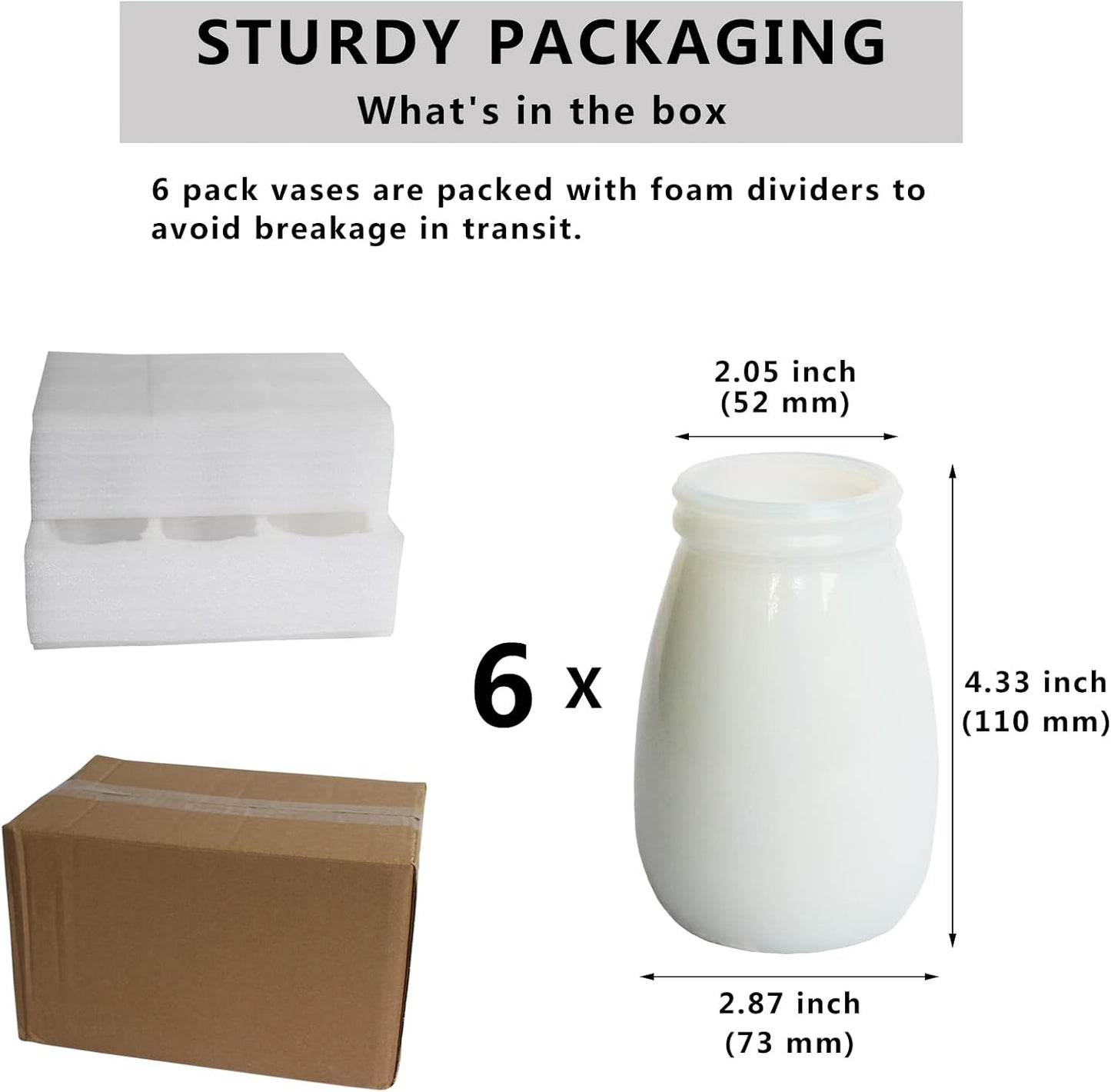 YANLING 6 Pack White Vase Small Ceramic Vases for Decor, Bud Vases | for Centerpieces White Vases for Flowers Boho Home Decor, Pampas Grass Dried Flowers Vases