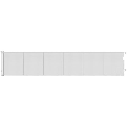 Reinforced 150” Extra Wide Pet Gate with Door 37 Inch Tall Retractable Dog Gates for Doorways Extra Wide Baby Gates for Large Openings with Reinforced Strips 12.5ft Large Dog Gate with Cat Door, White
