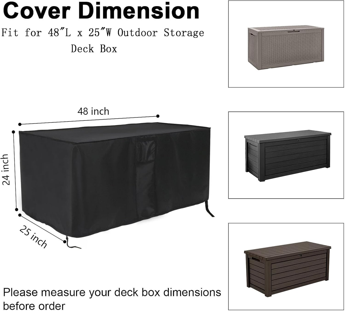 Outdoor Storage Box Cover for Keter XXL 230 Gallon Plastic Deck Storage Container Box,Waterproof Patio Storage Box Covers - 58 x 33 x 34 Inch