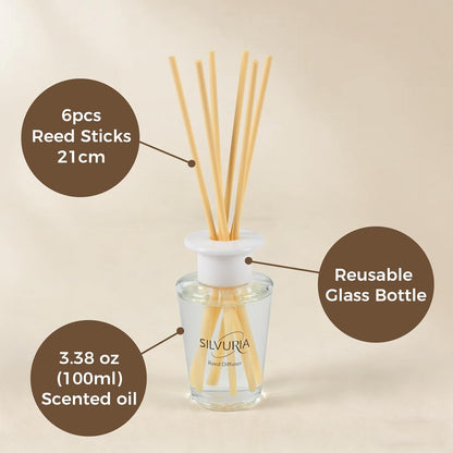 Reed Diffuser Set,100ml Fresh Linen Scented Oil with 6 Reed Sticks for Home,Office & Bathroom,Long-Lasting Fragrance for Families,Professionals & Pet-Friendly Spaces