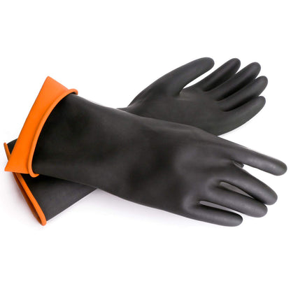 Black Rubber Gloves Extra Large, 22" Long Chemical Resistant Gloves, Waterproof Reusable Dishwashing Household Cleaning Safety Work Heavy Duty Industrial Rubber Glove, 1 Pair XXL