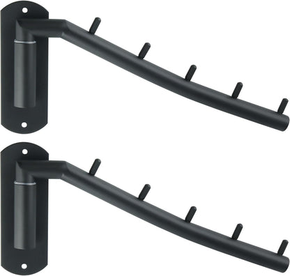 Alise Swing Clothes Hanger Rack,Black Garment Racks Wall Mounted(2P) | Clothes Bar-Hanger Hooks Heavy Duty Swivel Drying Rack Clothing Hanging System Closet Storage Organizer
